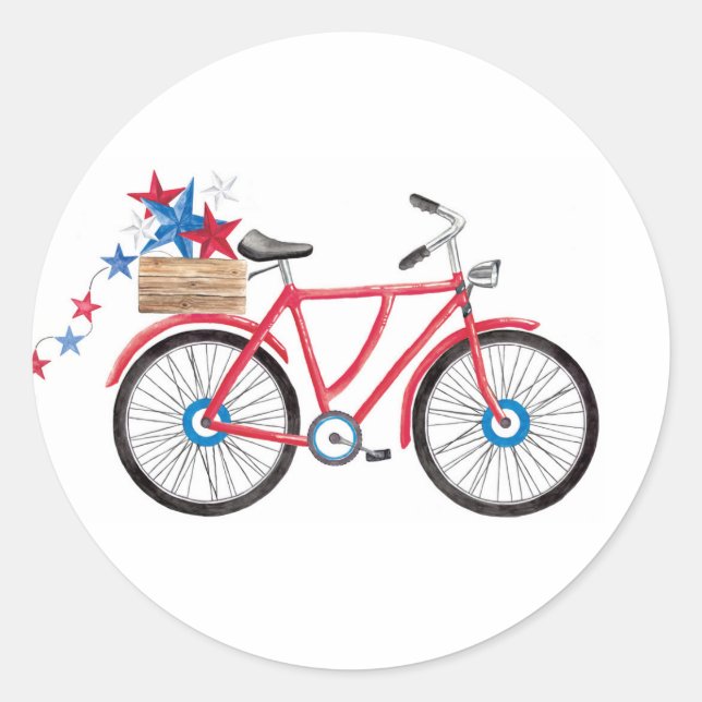 Americana Red Bike Runder Aufkleber (Vorderseite)