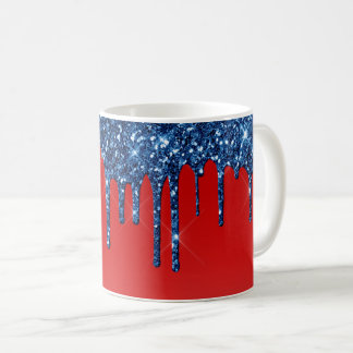 Americana Red Blue Glitter Drip Kaffeetasse