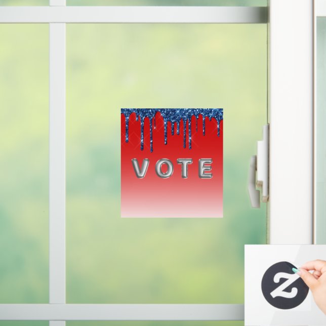Americana Red Blue Glitter Drip Vote Fensteraufkleber (Zuhause)
