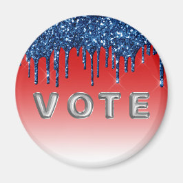 Americana Red Blue Glitter Drip Vote Magnet