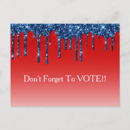 Americana Red Blue Glitter Drip Vote Reminder Postkarte