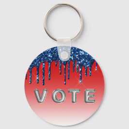 Americana Red Blue Glitter Drip Vote Schlüsselanhänger