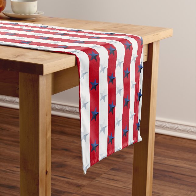 Americana Red White Blue Stars And Stripes Kurzer Tischläufer (Beispiel)