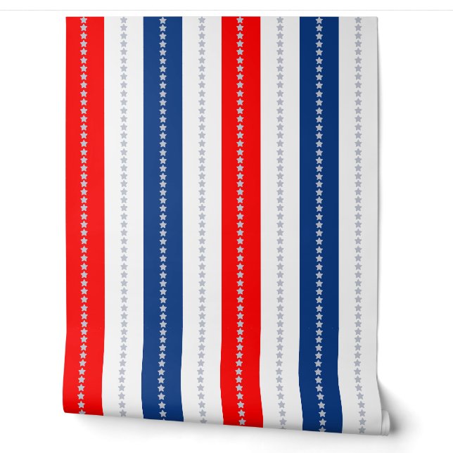 Americana Red White Blue Stars & Stripes Tapete (Abrollen)