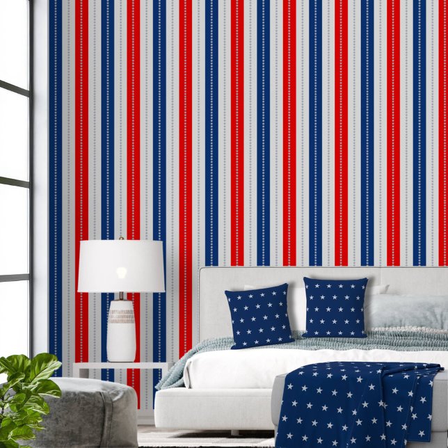 Americana Red White Blue Three Inch Stars Stripes Tapete (Von Creator hochgeladen)