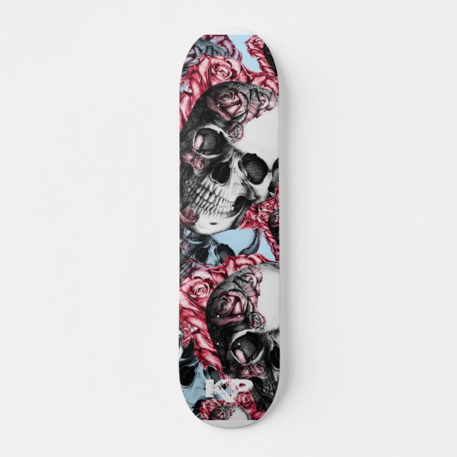 Americana Rose Skulls Skate Deck. Skateboard (Vorne)