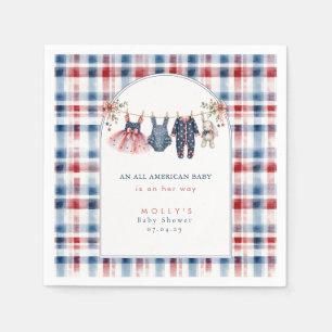Americana Rot Weiß Blau Aquarellmuster N Serviette