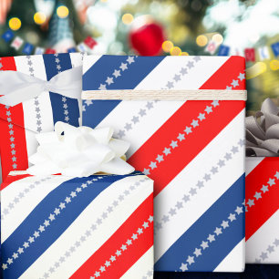 Americana Rot Weiß Blau Sterne und Streifen Geschenkpapier