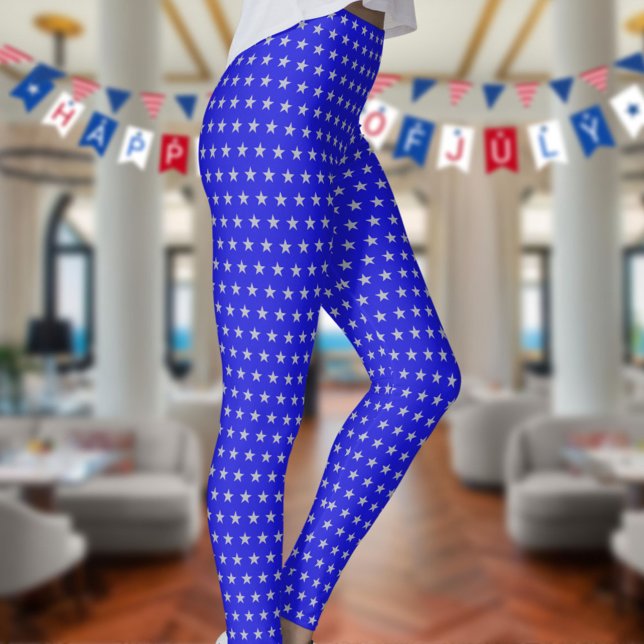 Americana Star Spangled Silver Stars On Blue Leggings (Von Creator hochgeladen)
