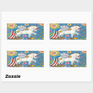 AMERICANA WHIMSYNICKER PATRIOTIC PONY Niedlich Fan Rechteckiger Aufkleber