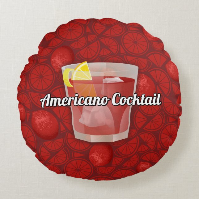 Americano Cocktail Rundes Kissen (Vorderseite)
