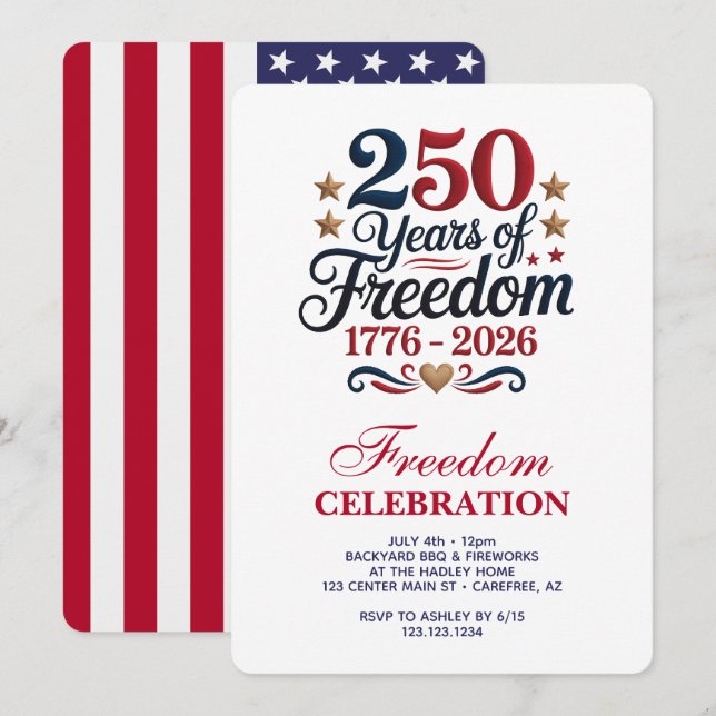 America's 250th Anniversary Party Einladung (Vorne/Hinten)