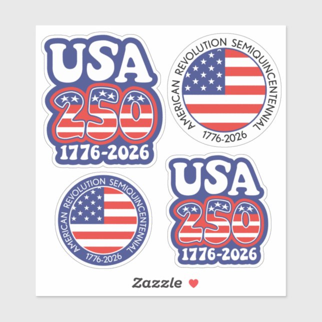 America's 250th Birthday - Groovy USA 250 Aufkleber (Blatt)