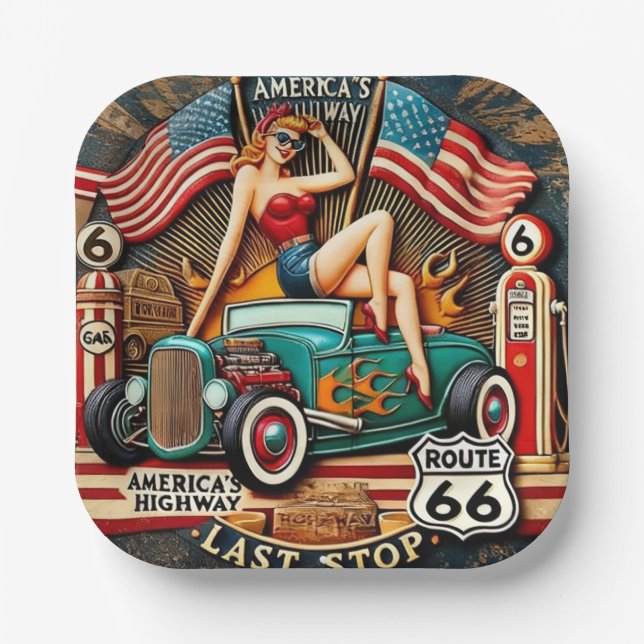 America's Route 66 Pappteller (Vorderseite)