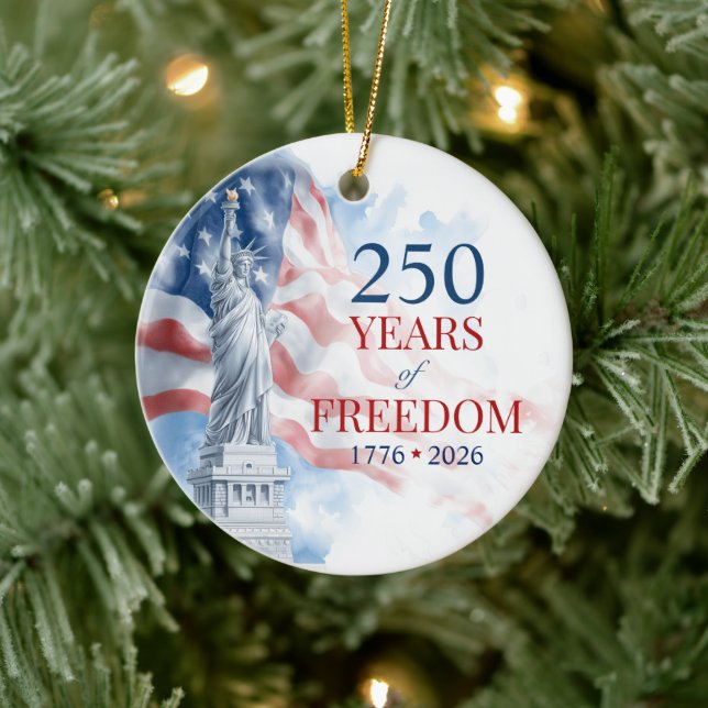 America's Semiquincentennial 250 Years Freedom Keramik Ornament (Baum)