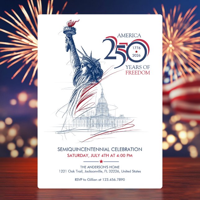 America's Semiquincentennial USA 250 Years Freedom Einladung (America's Semiquincentennial USA 250 Years Freedom Invitation)