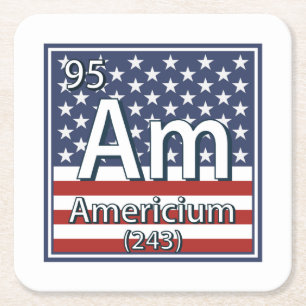 Americium - Flag für amerikanische Elemente Rechteckiger Pappuntersetzer