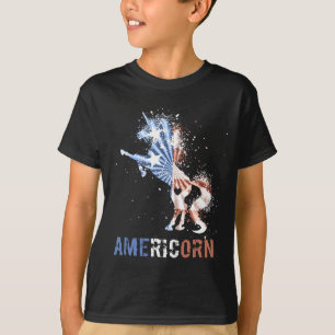 Americorn amerikanische Flagge patriotisches Einho T-Shirt
