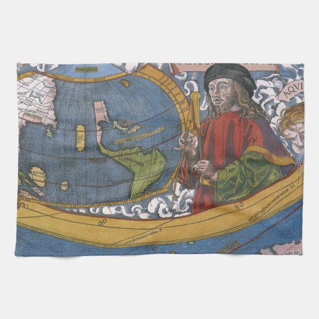Amerigo Vespucci Explorer auf einer Karte von Amer Handtuch (Horizontal)
