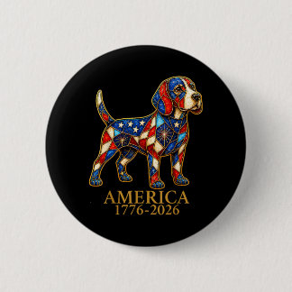 Amerika 1776-2026 Patriotischer Beagle Hund Usa 25 Button