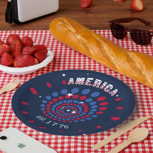 Amerika 1776 Feuerwerksspirale Pappteller (Picknick)