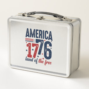 Amerika 1776 Land der Freien Vintage Patriotisches Metall Brotdose