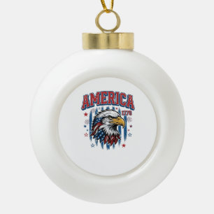 Amerika 1776 Vintage Adler Patriotisches Shirt Des Keramik Kugel-Ornament