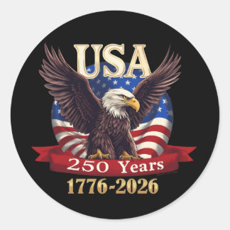 Amerika 250 1776-2026 Amerikanische Flagge Adler Runder Aufkleber
