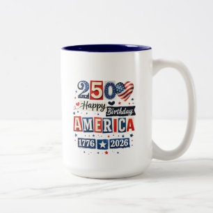 Amerika 250 Alles Gute zum Geburtstag 4. Juli 20 Zweifarbige Tasse
