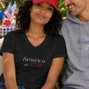 Amerika 250 Geburtstag est 1776 Typografie Schwarz T-Shirt
