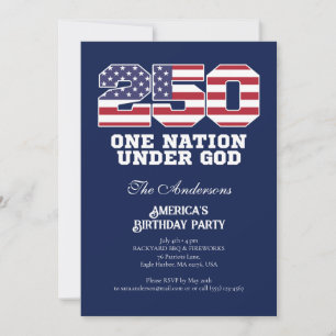 Amerika 250 Jahre 250. Jubiläum Unabhängigkeit Einladung