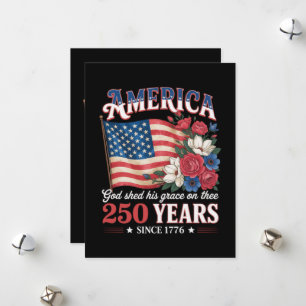 Amerika 250 Jahre Flagge Floral Feiertagskarte