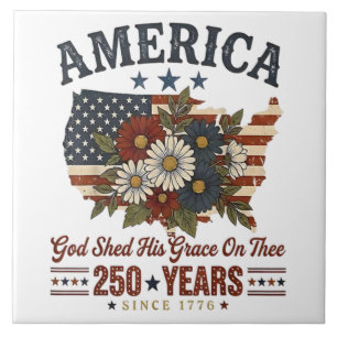 Amerika 250 Jahre Flagge Floral Fliese