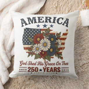 Amerika 250 Jahre Flagge Floral Kissen