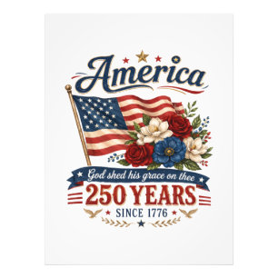 Amerika 250 Jahre Florale Flagge Fotodruck