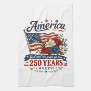 Amerika 250 Jahre Florale Flagge Geschirrtuch