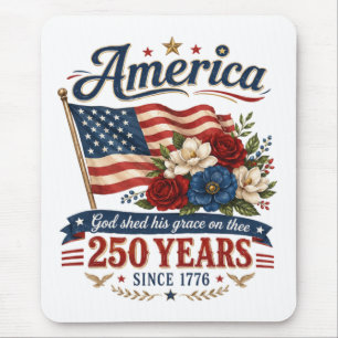 Amerika 250 Jahre Florale Flagge Mousepad