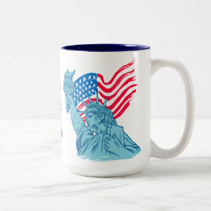 AMERIKA 250 JAHRE FREIHEIT STATUE DER FREIHEIT ZWEIFARBIGE TASSE