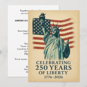 Amerika 250 Jahre Freiheits-Patriotische Feier Einladung