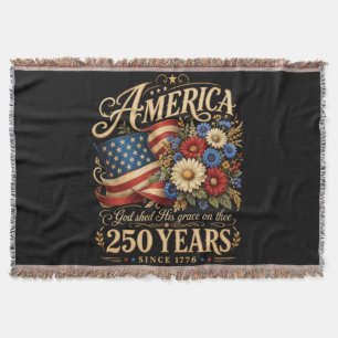 Amerika 250 Jahre seit 1776 Florales Patriotisches Decke