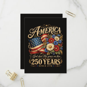 Amerika 250 Jahre seit 1776 Florales Patriotisches Einladungspostkarte