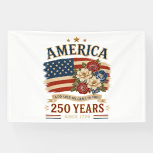 Amerika 250 Jahre seit 1776 Patriotische Blumenfla Banner