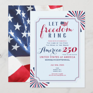 Amerika 250 Jahre US-Jubiläum Lass Freiheit erklin Einladung