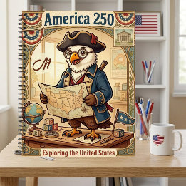 Amerika 250-Jahres-Jubiläum patriotisches Monogram Notizbuch