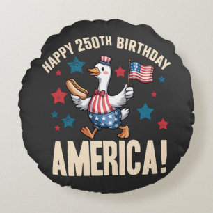 Amerika 250. Jubiläum Dummer Patriotischer Gans Rundes Kissen