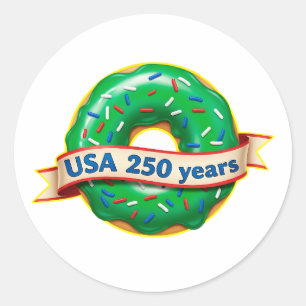 Amerika 250. Jubiläum USA mit süßem Donut Runder Aufkleber