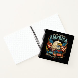 Amerika 250. Jubiläumsfeier Adler Notizbuch