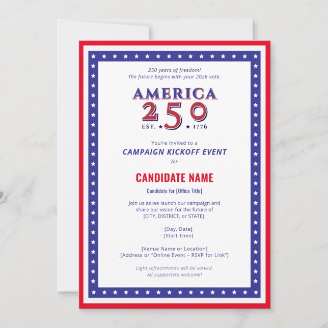 Amerika 250 Kampfflugzeug für politische Kandidate Einladung (Vorderseite)