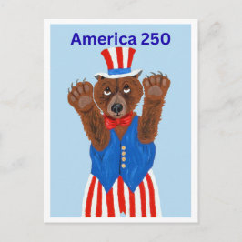  Amerika 250 Onkel Sam Bär  Einladungspostkarte