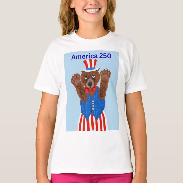  Amerika 250 Onkel Sam Bär  T-Shirt (Vorderseite)